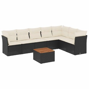 vidaXL 8 Piece Patio Sofa Set with Cushions - Black and Cream - 1 of 4