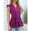WhizMax Women's Summer Casual V-neck Peplum Sleeveless Tiered Ruffled Hem Solid Color Babydoll Tank Tops - 2 of 4