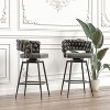 28 Inch Bar Stool Linen Woven Bar Stools Set of 2, Black Legs Bar Stools Non Adjustable Kitchen Island Chair - 3 of 4