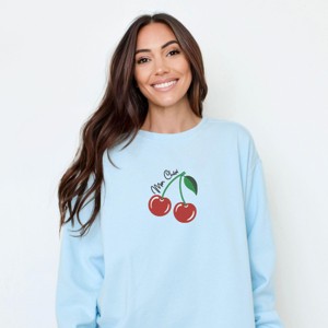 Simply Sage Market Embroidered Mon Cherie Cherries  Garment Dyed Sweatshirt - 1 of 4