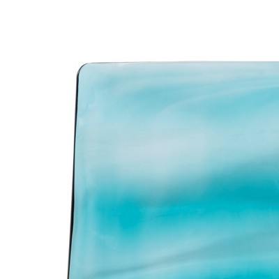 Astor High Transparent Blue Metal Side Chair with Water-Drop Design