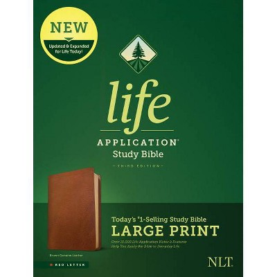 NLT Life Application Study Bible, Third Edition, Large Print (Red Letter, Genuine Leather, Brown) - (Leather Bound)