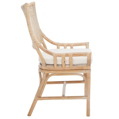 Donatella Transitional Natural White Wash Rattan Armchair with Cushion