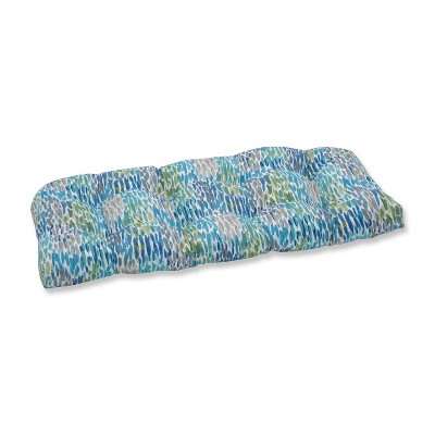 Make it Rain Wicker Outdoor Loveseat Cushion Cerulean Blue - Pillow Perfect