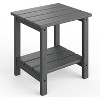 18" 2-Tier Square Side Table – Durable Weather-Resistant Outdoor & Indoor End Table for Patio, Pool, Backyard, Beach,gray - 2 of 4