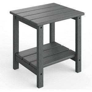 Outdoor Adirondack Side Table, 2-Tier Sturdy Patio End Table Weather Resistant, Outdoor Square Side Tables for Patio, Poolside, Porch, Backyard - 1 of 4