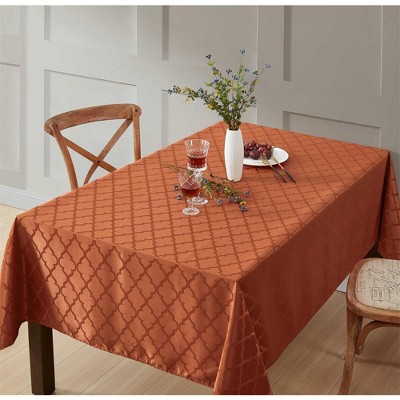 HLC.ME Modena Jacquard Fabric Lattice Tablecloth, Water, Fade, Wrinkle and Stain Resistant Table Cloth