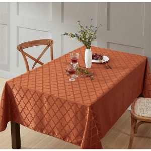 HLC.ME Modena Jacquard Fabric Lattice Tablecloth, Water, Fade, Wrinkle and Stain Resistant Table Cloth - 1 of 4