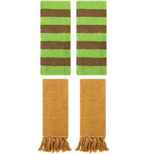 REGALWOVEN 4 Packs Striped and Solid Tassels Absorbent Soft Cotton Hand Towel for Bathroom - 1 of 4