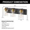 DORESshop 3-Light Matte Black Metal Vanity Light Farmhouse Industrial Wall Sconce with Clear Glass Shade Gold Socket Cups - 3 of 4
