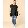 Agnes Orinda Women's Plus Size Ribbed Crew Neck Asymmetrical Hem Flowy Knit Casual Tunic Tops - 2 of 4