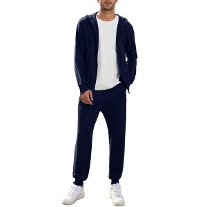Men's Tracksuits 2 Piece Hooded Athletic Sweatsuit Zip Jogging Sportsuits - 1 of 4