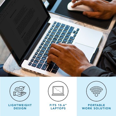 Elegant White Marble 15.6" Laptop Stand with Mouse Pad and Phone Slot