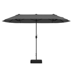 Akoasm 13 Feet Double-Sided Patio Umbrella with Crank Handle-Gray - 1 of 4