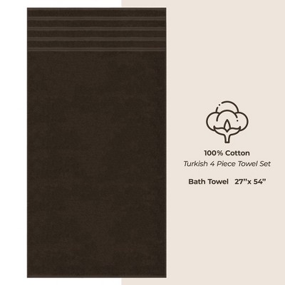 Brown 100% Cotton Turkish 4 Piece Bath Towel Set