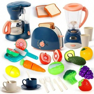 Toy Kitchen Set with Blender Coffee Maker & Toaster, Light & Sound, Learning Gift for Toddlers Girls Boys - 1 of 4