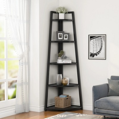 Hommoo 5-Tier Corner Shelf, 70" Tall Corner Ladder Shelf Small Bookshelf