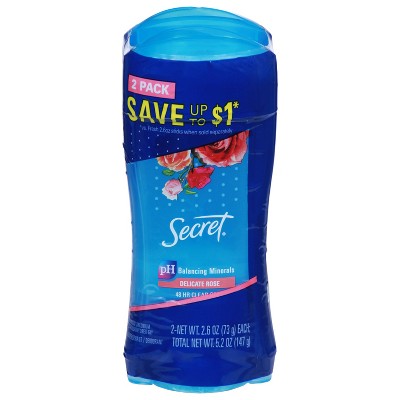 Secret 2 Pack Delicate Rose Antiperspirant/Deodorant 2 - 2.6 oz Tubes