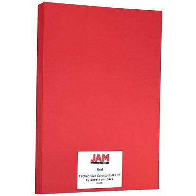 JAM Paper Ledger 65lb Colored Cardstock Tabloid Size 11 x 17 Red Recycled 16728488