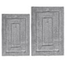 Home Mart Goods Silver 2 Piece Bordered Box Plush Soft Cozy 100% Polyester Bath Mat Set - 2 of 4