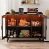 Aheaplus Sideboard Buffet with Charge Station and LED Light, Farmhouse Bar Cabinet with Wine Holder - 2 of 4