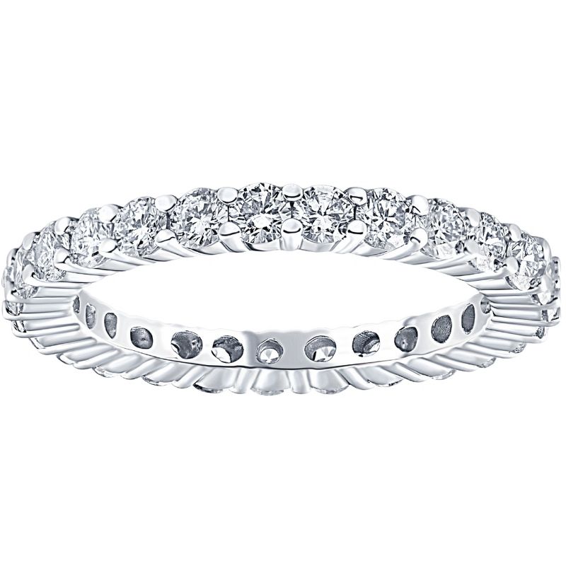 Pompeii3 1 Ct T.W. Lab Created Diamond Eternity Ring 14k White Gold Stackable Wedding Band, 1 of 6