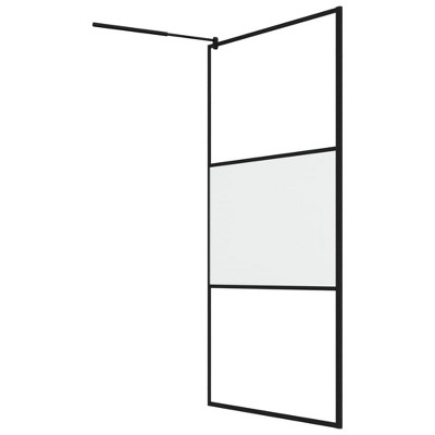 Modern Black ESG Glass Walk-In Shower Wall 45.3" x 76.8"