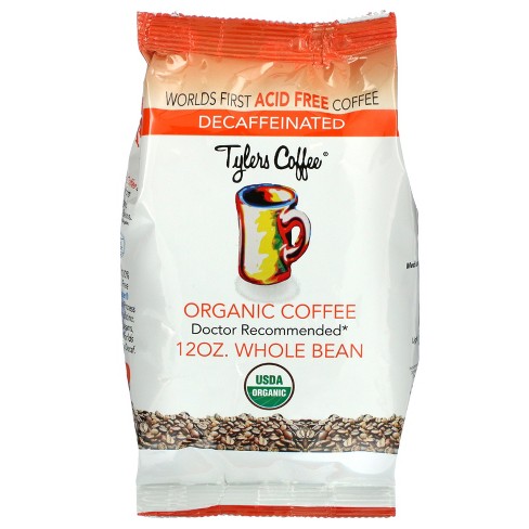 Tylers Coffees Organic Coffee Whole Bean Decaffeinated 12 Oz