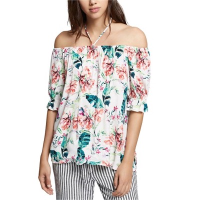 Sanctuary Clothing Womens Floral Print Off the Shoulder Blouse