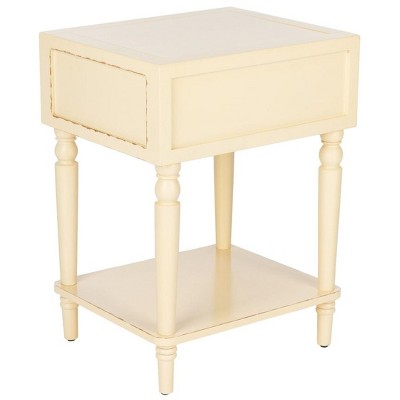 Vanilla White Poplar Wood End Table with Storage
