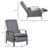 Outdoor Recliner Chair, Reclining Patio Lounge Chair with Comfy Cushions, Footrest, Armrests, PE Wicker for Balcony, Porch - 3 of 4