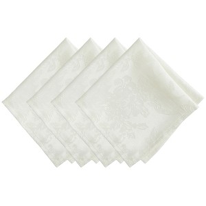 Elrene Poinsettia Elegance Jacquard Holiday Napkins, Set of 4 - 17" x 17" - Elrene Home Fashions - 1 of 4