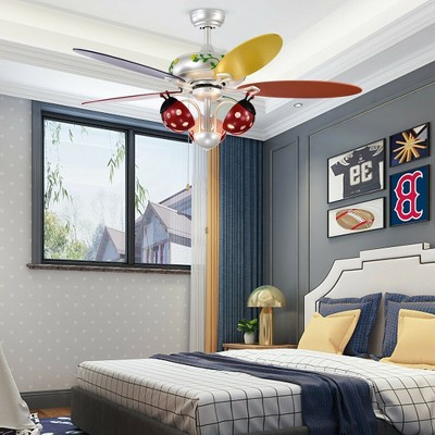 52'' Multicolor Iron and MDF Kids Ceiling Fan with Beetle Lampshade