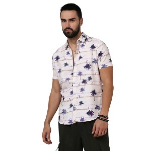 Campus Sutra Men Men's Ivory White Desert Palm Shirt - 1 of 3