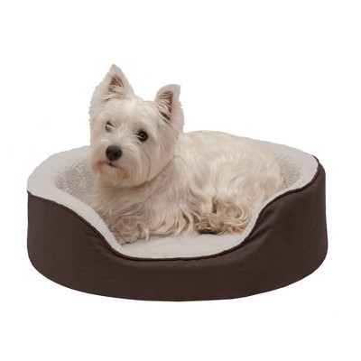 FurHaven Faux Fleece & Suede Oval Cuddler Dog Bed