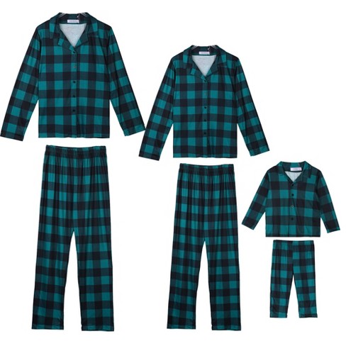 cheibear Christmas Plaid Long Sleeve Tee with Pants Loungewear Family Pajama Sets Women s Medium