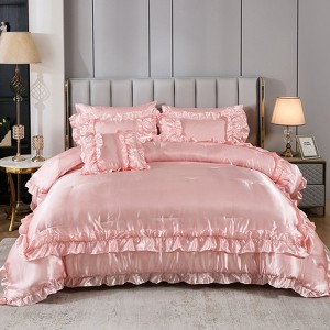Satin Ruffle Comforter Set Bed in a Bag – 8-Piece Luxury Waterfall Farmhouse Bedding with Sheets, Pillowcases & Cushion Cover - 1 of 4
