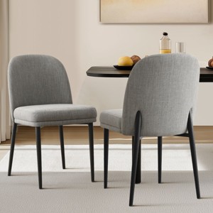 Upholstered Dining Chairs with Linen Blend Fabric and Metal Legs, Modern Armless Side Chairs for Dining Room-Maison Boucle - 1 of 4