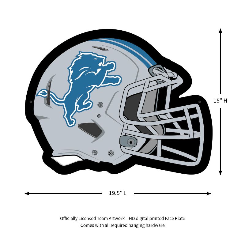 Evergreen Ultra-Thin Edgelight LED Wall Decor, Helmet, Detroit Lions- 19.5 x 15 Inches Made In USA, 2 of 7