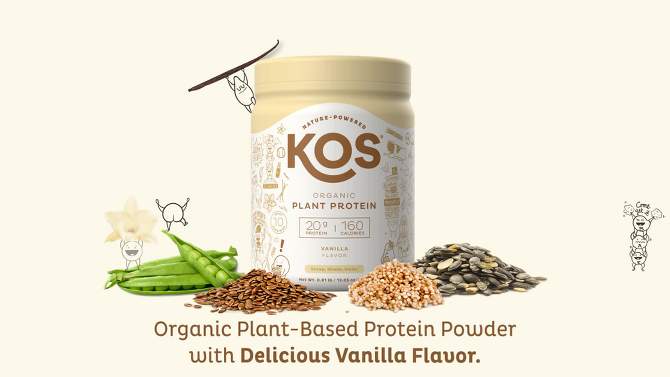 KOS Organic Vegan Plant Based Plant Based Protein Powder - Vanilla - 13.05oz, 2 of 5, play video