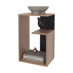 Syemin End Tables 3 Tier Side Table, S-Shaped End Table with Open Storage Shelve, Modern Accent Furniture Bedside Nightstand, Brown, 11.8"*15.7"*24.9" - 1 of 4