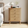 Farmhouse 4 Drawer Dresser for Bedroom, Chest of Drawers for Bedroom, Nightstand, Spacious Storage Boho Wicker Dresser with Handles and Wood Legs - 3 of 4