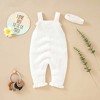 MyKids-Usa Baby Girl Solid Color Ruffle Design Knit Romper With Headband - 4 of 4