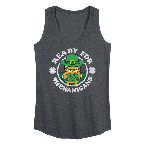 Women's Garfield Ready For Shenanigans Graphic Racerback Tank - Heather ...