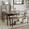 4-Piece Dining Table Set for 4, Industrial Kitchen Table with 2 Chairs and Bench, Space-Saving Dinette Set with Metal Frame - 2 of 4