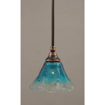Toltec Lighting Any 1 - Light Pendant in  Black Copper with 7" Teal Crystal Shade