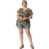 Agnes Orinda Women's Plus Size V Neck Short Sleeve Floral Print Tiered Peplum Blouses - 3 of 4