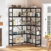 ODK Industrial Corner Bookshelf, 5-Tier L-Shaped Bookcase with Shelves, Heavy Duty Wooden Storage Display Shelf, Large Shelving Unit for Home Office - 3 of 4