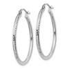 Black Bow Jewelry 2mm, 14k White Gold Diamond-cut Hoops, 30mm (1 1/8 Inch) - 2 of 4
