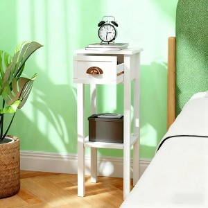 Sapphtopaz Modern High End Table with Drawer & Bottom Shelf 2-Tier Side Table with Quality Frame Nightstand for Living Room, Bedroom - 1 of 4